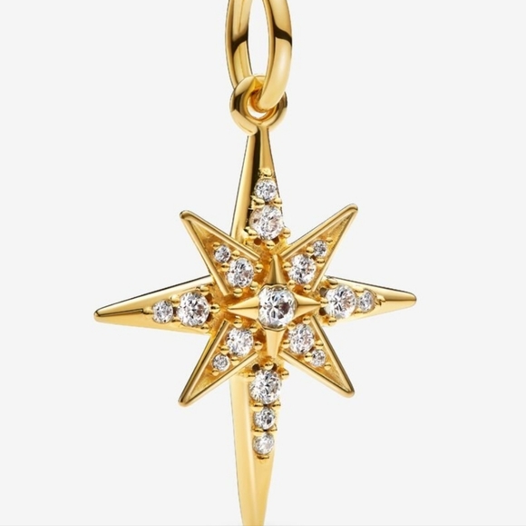 Pandora Sparkling North Star Dangle Charm 14k gold plating - Picture 1 of 6